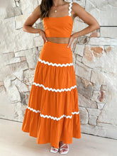 Women's Colorblock Camisole Tank Top And Ruffle Hem Skirt Set